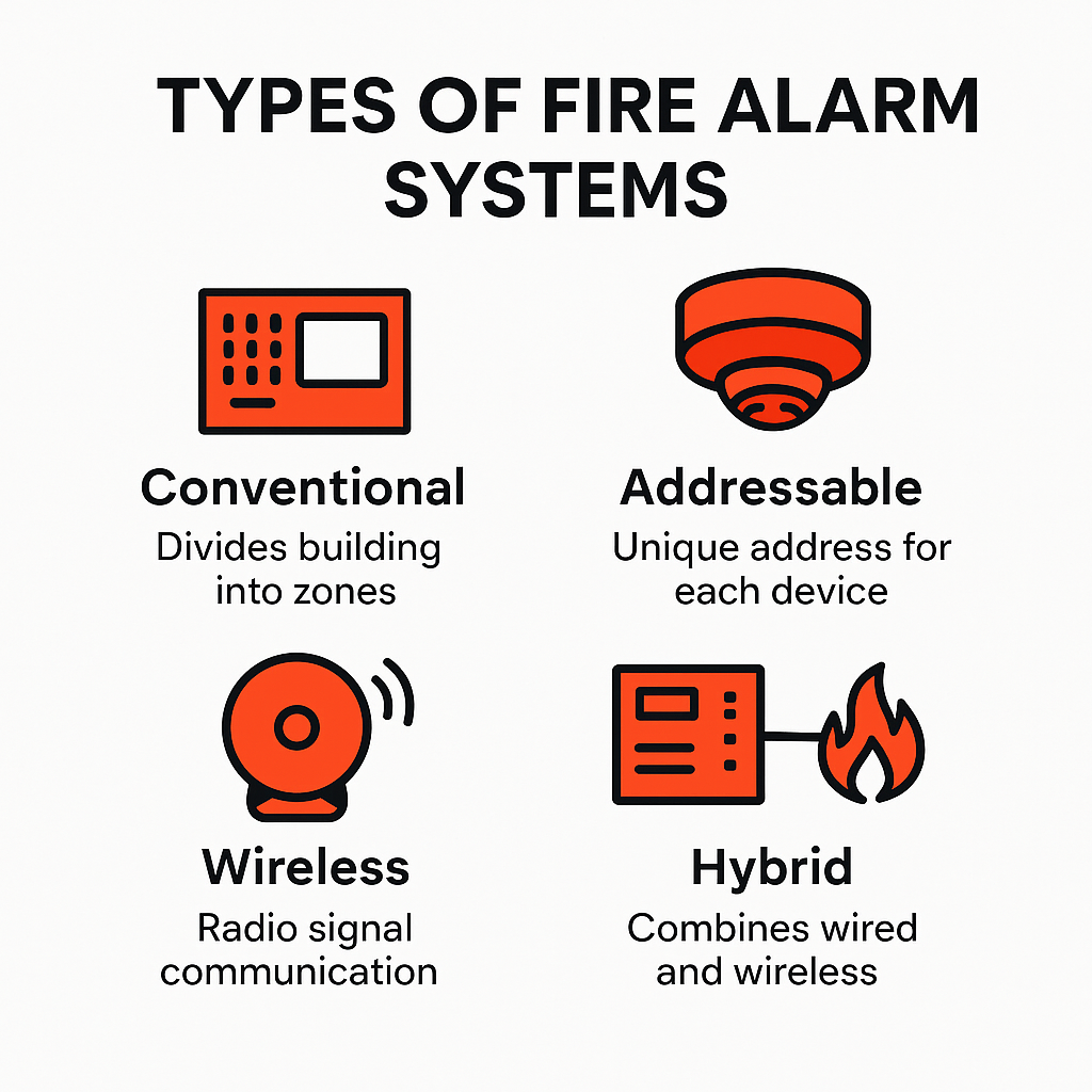 Infographics of Types of fire alarm system